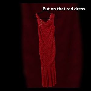 Red maxi lace evening wear dress. Size medium